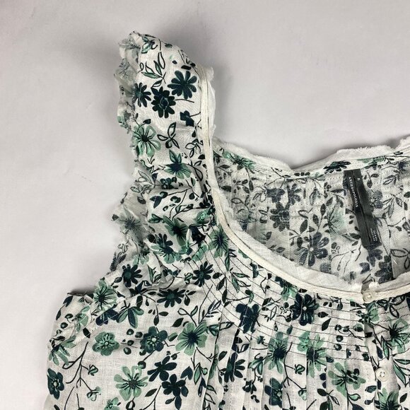 NWT Anthropologie Tank Size XL 100% Linen Floral Print Ruffle - Picture 3 of 11